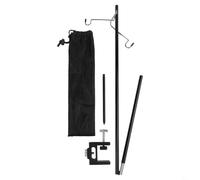 babominimer Folding Lantern Stand Pole 120cm Telescopic Aluminum Alloy Portable Lamp Holder with Hook for Hanging LED or Solar Lights, Compatible with Camping, Fishing,(3 double hook +spike)