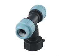 babominimer for S60X6 Garden Coarse Thread for IBC Tank Adapter Connector for 20/25/32mm PE Fittings Water Outlet Plastic Black Blue Tee Junction(Tee Outlet 32mm)