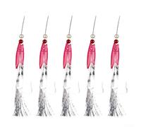 babominimer For Sabiki Fishing Rigs with 5 Hooks for Deep Sea Herring and Mackerel, 150cm Main String with Luminous Beads and Red Heads, Carbon Steel