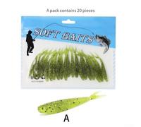 babominimer Forktail Soft Fishing Lures 60mm Salt-Enhanced Scent-Infused Plastic Bait, 20pcs Multi-Style Pack for Freshwater and Saltwater Angling, Bulk Soft Plastic(A-Green 60mm/1.5g/20pcs)