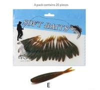 babominimer Forktail Soft Fishing Lures 60mm Salt-Enhanced Scent-Infused Plastic Bait, 20pcs Multi-Style Pack for Freshwater and Saltwater Angling, Bulk Soft Plastic(E-Dark Brown 60mm/1.5g/20pcs)