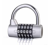 babominimer Heavy-Duty 5-Digit Combination Padlock with Zinc Alloy Body for Gym Lockers, Cabinets, Luggage and Doors, Anti-Theft Security Lock with Alphabet Wheel Design,(Silver)