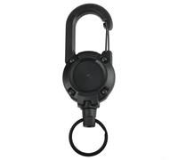 babominimer Heavy Duty Retractable Badge Reel Carabiner Key Chain with Steel Wire Rope Holder, Outdoor ID Card Holder and Keychain Tool for Fishing, Camping,(Black)