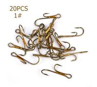 babominimer High Carbon Steel Double Fishing Hooks 20pcs Set, Barbed Crank Worm Lure Hooks with Large Eye for Pike and Other Predatory Fish, Strong and Lasting Fly Tying(1#)