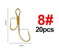 babominimer High Carbon Steel Fishing Double Hook Set with Barbed Crank Design for Pike Lures, Large Eye for Freshwater and Saltwater Angling, 20(8#)