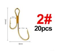 babominimer High Carbon Steel Fishing Double Hook Set with Barbed Crank Design for Pike Lures, Large Eye for Freshwater and Saltwater Angling, 20(2#)