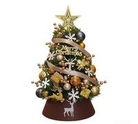 babominimer Holiday Mini Tree With Built In Lights For Tabletop Use, Made Of Long Lasting PVC With Decorative Stars, Deer, And Snowflakes(45 Cm)