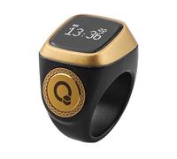 babominimer IQibla Smart Zikr Ring Waterproof Digital Counter for Muslims Prayer Time Reminder Vibration Display Long-lasting Battery Tasbih Counter(18mm Black)