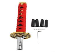 babominimer Katana Sword Handle Car Gear Shift Knob 15cm 20cm Manual Shifter Head with Adapters for Most Vehicles(15CM red)