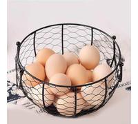babominimer Kitchen Iron Chicken Egg Storage Basket 12x12x20cm Black Multifunctional Rack Holder for for Eggs Snacks Fruits, Lasting Metal Wire Collection Container for for Home