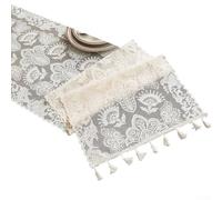 babominimer Lace Floral Table Runner Overlay in White Boho Style, Elegant Polyester Lace Tablecloth for Wedding, Party, Dining, Garden Decoration and Home Table Setting,(A)