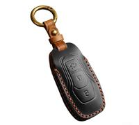 babominimer Leather Key Cover for 3 & 5 Button Keys, Full Protection Shell Case Compatible with Escort, For EcoSport, For Edge, Explorer(Black 3 keys)