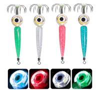 babominimer LED Glow Fishing Hooks for Night and Squid Fishing, Size 2#, Bright Multi-Colour Options Including White, Red, Green, Blue, Lasting Metal/Plastic(Red light)