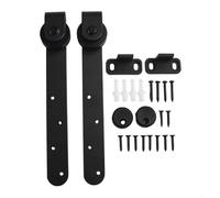 babominimer Mini Sliding Barn Door Hardware Kit for Cabinet or Closet Doors, Carbon Steel Rail Set with Smooth Silent Operation, Big Wheel Style Hangers, Black Finish,