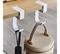 babominimer Portable Aluminum Desk Side Hanging Hooks for Home Office Student Storage, Self-Sticky No-Drill Wall or Desk Mount, Waterproof Rustproof Metal Hangers for(White)