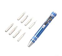 babominimer Portable Magnetic Pocket Screwdriver Kit Pen Shape Repair Hand Tools Set with 8 Interchangeable Chrome Vanadium Alloy Steel Bits and Non-Slip Cap for Precisio(Blue)