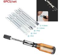 babominimer Push Pull Ratchet Screwdriver Set 6 in 1 -Automatic Rotary Spiral Design with Press Type Mechanism Alloy Steel and Plastic Handle with Bit Storage