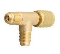 babominimer Quick Connect Tee Adapter with 1/4 Inch SAE Brass Valve, Long lasting Rust-Resistant Three-Way Refrigeration Fitting for R22 R12 R134 Systems, Easy Install AC For HVAC