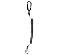babominimer Retractable Fishing Coil Lanyard with Anti-Lost Spiral Spring Rope, PVC Shell and Steel Wire, Tool Tether with Aluminum Alloy Safety Lock for Fishing(Black)