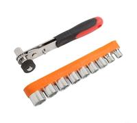 babominimer Reversible Ratchet Wrench Set with 1/4 Inch Drive, 6.35mm Socket Adapter for Handheld Nut Driver, Includes 14-Piece or 8-Piece Metric Sockets (5mm-12mm),(B)