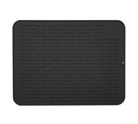 babominimer Silicone Dish Drying Mat 40x30cm Non-Slip Heat Resistant Kitchen Counter Sink Protector with Raised Stripe Design for for Fast Draining and Quick Drying, Easy to(Black)
