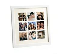 babominimer Solid Wood Nine Grid DIY Photo Frame for Photos 30x30cm - Multi-Photo Memory Display, 9-Pocket Wooden Picture Frame for Home Decor, Compatible with 7x7cm(white)