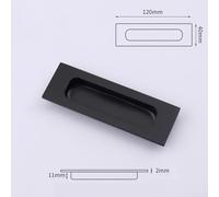 babominimer Stainless Steel Flush Pull Sliding Door Handle, Concealed Embedded Cabinet Door Pull Lever with Oval or Square Design, 120x40mm, Fits Wardrobe, Invisible and(Square Black)