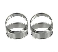babominimer Stainless Steel Muffin Rings Set of 4, Double Crumpet Rolled Baking Molds for English Muffins, Cookies, Tarts, Burgers and Fried Eggs, 8.5 cm Nonstick Round