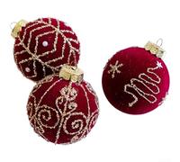 babominimer Three Flocked Christmas Tree Ornaments Set Made With Long Lasting Plastic, Offering A Smooth Texture And Contemporary Design Elements(B)