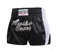 babominimer Unisex Boxing Shorts for Muay Thai and Fitness Training, Lightweight Breathable Polyester Trunks with Elastic Waistband and Printed Pattern, Suitable Fight(Black XXL)