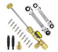babominimer Valve Core Remover Installer Tool with Dual Size SAE 1/4 and 5/16 Port Adapters, for HVAC Service Wrench Set, Stainless Steel and Brass Refrigeration Service Tool