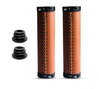 babominimer Vintage Cowhide Handlebar Grips, PU Leather Lock-On Handle Grips with Aluminum Alloy Rings, Anti-Skid Design Compatible with for Road, Mountain, Fixed-Gear,(brown)