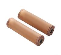 babominimer Vintage Leather Handlebar Grips, Non-Slip Artificial Leather Cycling Handle Grips with Shock Absorption for Road and Mountain Bikes, Comfortable Retro(120MM brown)