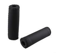babominimer Vintage Leather Handlebar Grips, Non-Slip Artificial Leather Cycling Handle Grips with Shock Absorption for Road and Mountain Bikes, Comfortable Retro(120mm black)