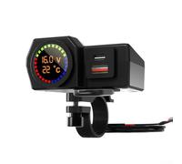 babominimer Waterproof Motorcycle USB Charger with Dual USB-A and USB-C Ports, Digital Voltage and Display, Color Screen Voltmeter Compatible with for 12V-24V Motorbikes, GPS,