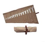babominimer Wrench Storage Bag,Waxed Canvas Spanner Chisel Roll,Heavy Duty Small Tool Bags With 16 Pockets,Tool Wrap Wallet Organiser,(Wrench Not Included)