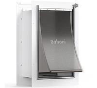 baboni Pet Door for Wall, Steel Frame and Telescoping Tunnel, Aluminum Lock, Double Flap Dog Door and Cat Door, Strong and Durable (Pets Up to 100 Lb) -Large, White