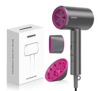 BABONIR FZ201 Foldable Ionic Hair Dryer 1800W with Diffuser and Concentrator, Fast Drying, Lightweight Portable Design, Grey