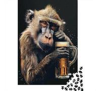 Baboon Beer 1000-Piece Puzzle for Adults, 70x50cm/1000pcs; White Cardboard Pieces for Neat Sorting; Tabletop Entertainment at Home