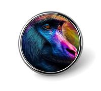 Baboon Colorful Monkey Unisex Novelty Brooches & Pins Round Metal Lapel Badge for Clothing Shawl Hat