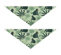 Baboon Japanese Style Green 2 Pack Cute Dog Bandanas Bib Handkerchief Pet Holiday Accessories Decor for Dogs Cats