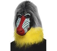 Smiffys Baboon Mask, Grey Latex, Full Overhead, Party Animals Fancy Dress, Animal Dress Up Masks