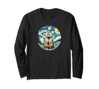 Baboon Monkey Ape Zoo Animal - Van Gogh Starry Night Style Long Sleeve T-Shirt