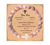BABORI Christian Religious Gifts for Women Inspirational Prayer Jesus Catholic Easter Baptism Communion Bible Verse Bracelet for Mother Daughter, 5 UK, Stone, no gemstone