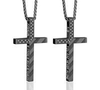 BABORI Cross Necklace for Men, Christian Religious Jewelry Gifts for Men Birthday Graduation Christmas Baptism Confirmation Communion Cross Stainless Steel Chain Gift 22+2 Inches, Stainless Steel, No