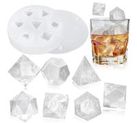 Baborui 7 Molds DND Dice Whiskey Ice Cube and 3D Cube Mold Accessories for Whiskey Cocktail Summer Drinks Funny Gifts for Table Game Lovers
