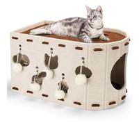 BABORUI Cat House for Indoor Cats, Large Foldable Cat Bed Cave with 5 Fluffy Ball Hanging, Felt Cat Hideaway with 8 Tunnels for Multi Pet Cats Kitten & Adult Play