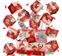BABORUI Christmas Surprise Gift Box Explosion for Money, Christmas Explosion Gift Box with Confetti, Seeroze Surprise Money Box for Cash Gift Christmas (Red Snowman)