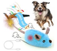 BABORUI Interactive Dog Toys Mouse, Escaping Mice Squeaky Dog Toys with Lights & Auto-Turn, Rechargeable Moving Dog Toys for Small/Medium/Large Dogs & Cats (Blue)