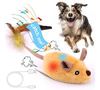BABORUI Interactive Dog Toys Mouse, Escaping Mice Squeaky Dog Toys with Lights & Auto-Turn, Rechargeable Moving Dog Toy for Small/Medium/Large Dogs & Cats (Yellow)